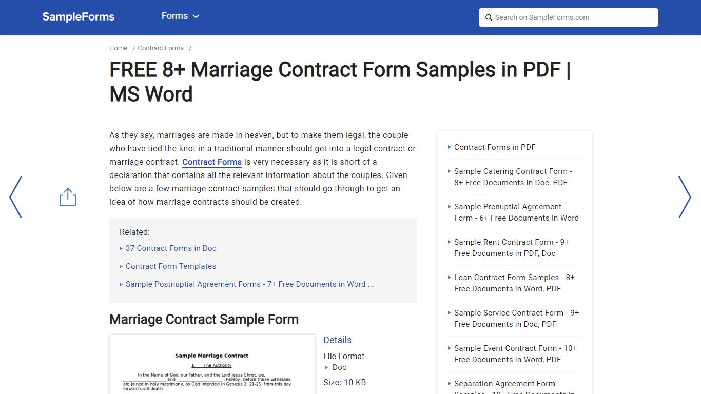 FREE 8+ Marriage Contract Form Samples in PDF | MS Word - sampleforms