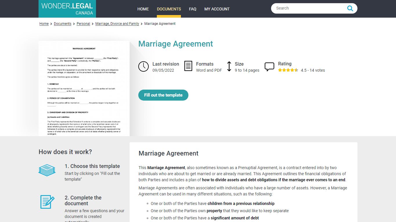 Marriage Agreement - Sample, Template - Word & PDF